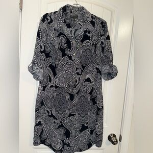 The Limited Black and White Buttoned Shirt Dress